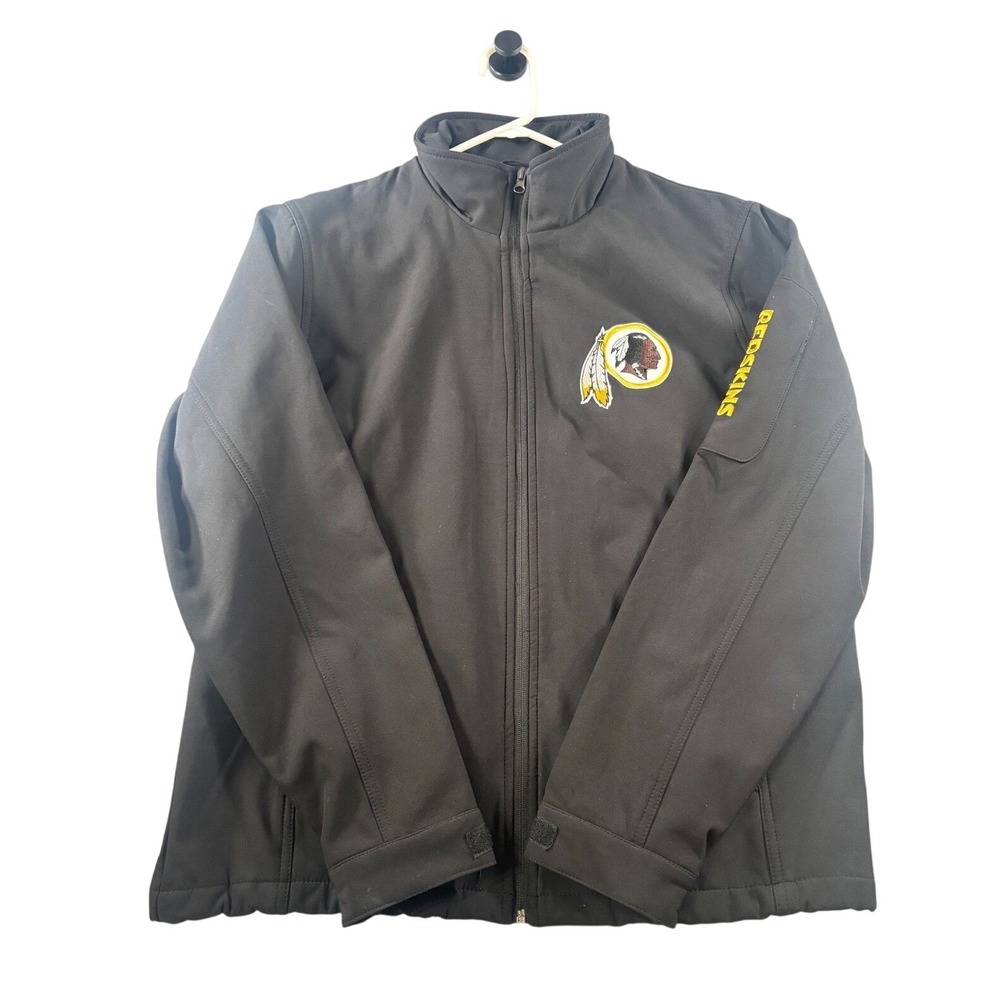 NFL Washington Redskins Softshell Jacket Black Full Zip Fleece Lined Mens Medium